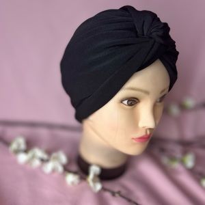 Women’s Black Font Twist Turban, hair loss & Alopecia head wear